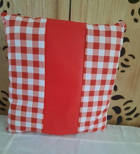 Checkered Red with red faux leather