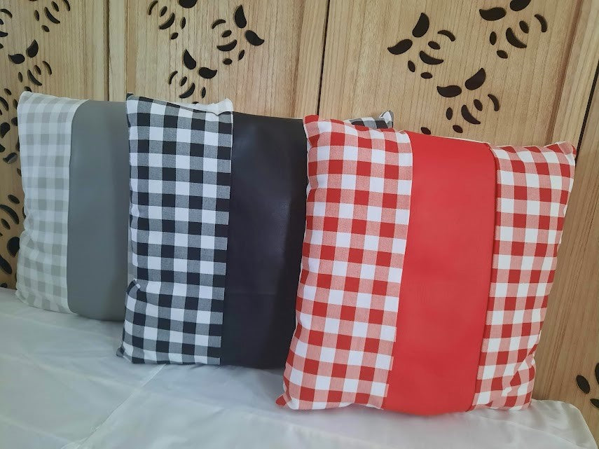 Checkered Red with red faux leather