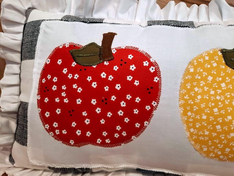 Apple Harvest Yellow/Red decorative throw pillow